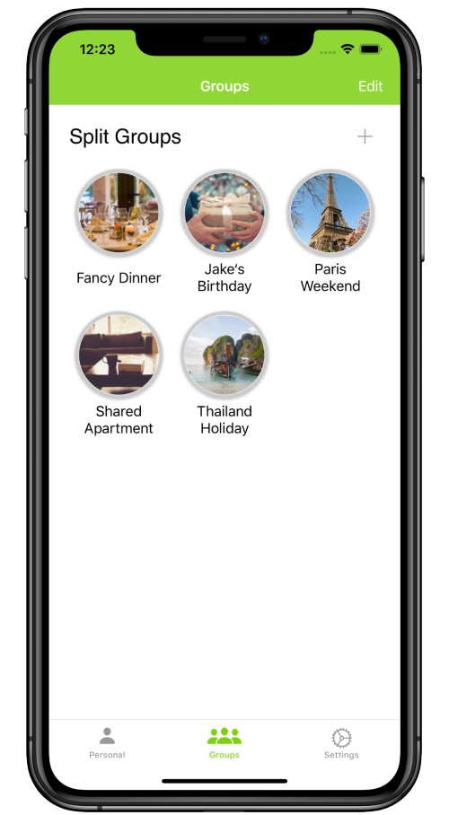 Screenshot who owes me app split groups